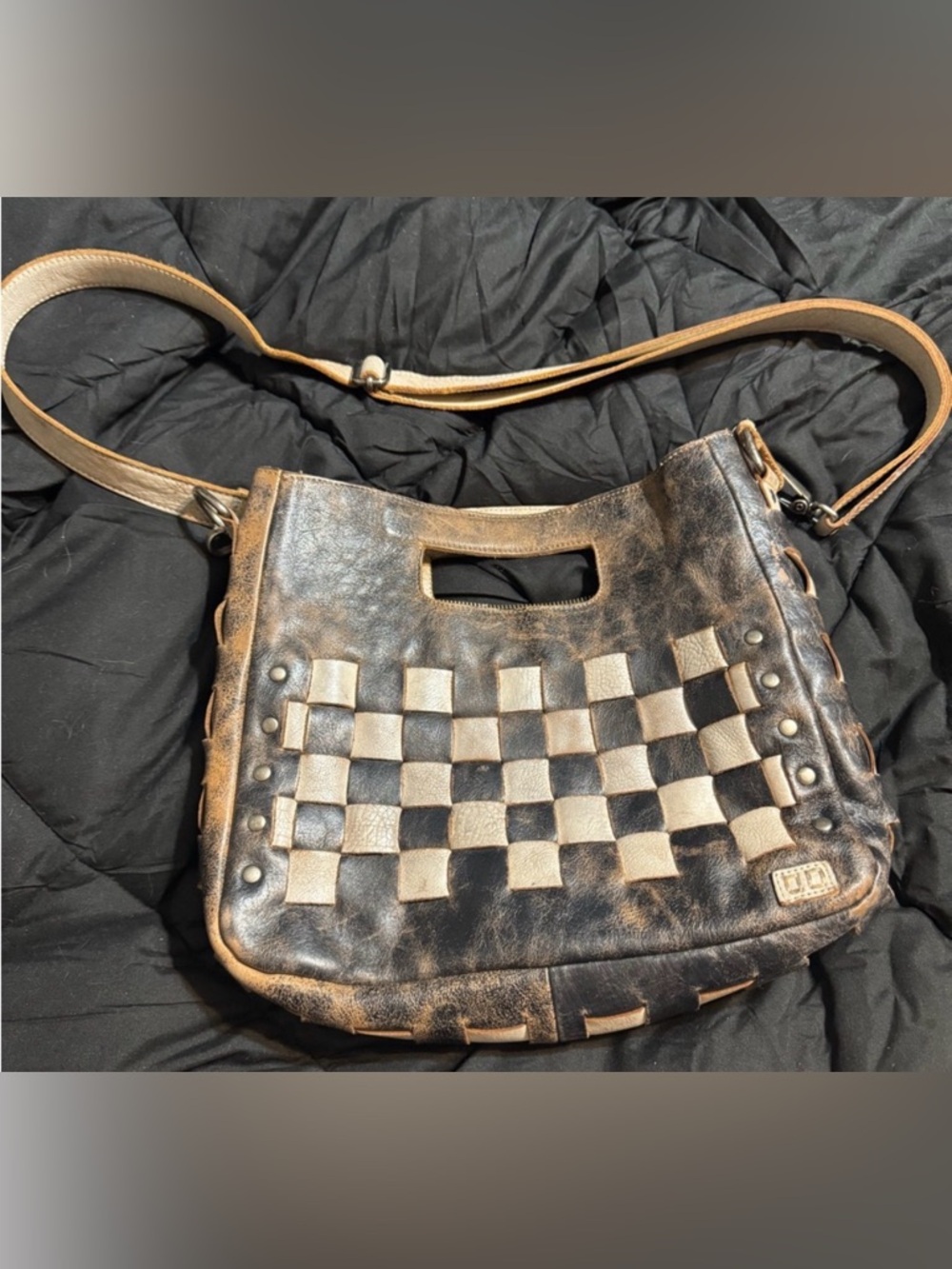Bed Stu Leather Keiki Crossbody Bag Handbag Black Lux Nectar Lux MSRP $235 - Picture 2 of 6